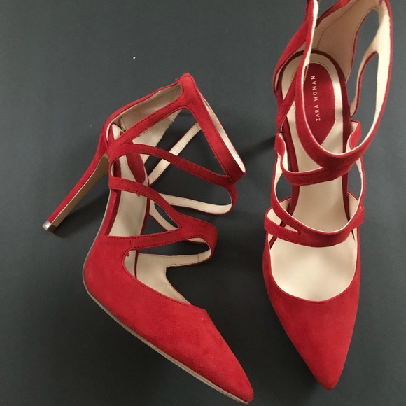 zara red pumps